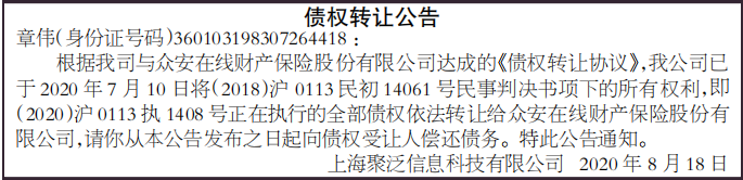 债权转让公告|国家级报纸登报|中国商报