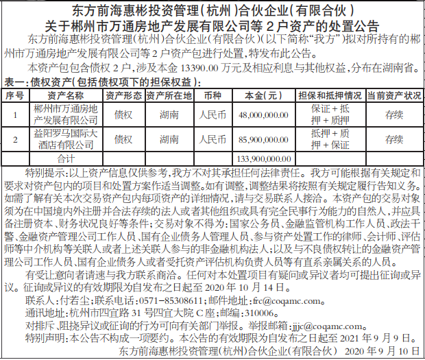 资产处置公告