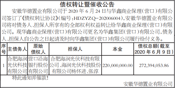 债权转让暨催收公告