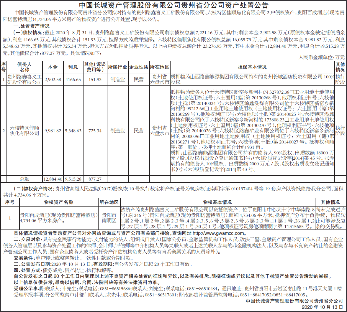 资产处置公告