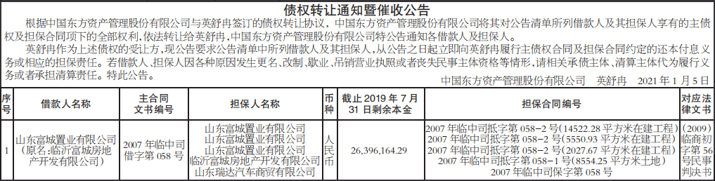 债权转让通知暨催收公告