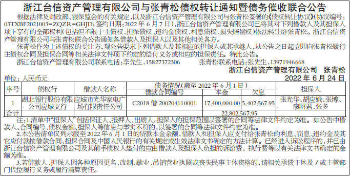 债权转让通知暨债务催收联合公告