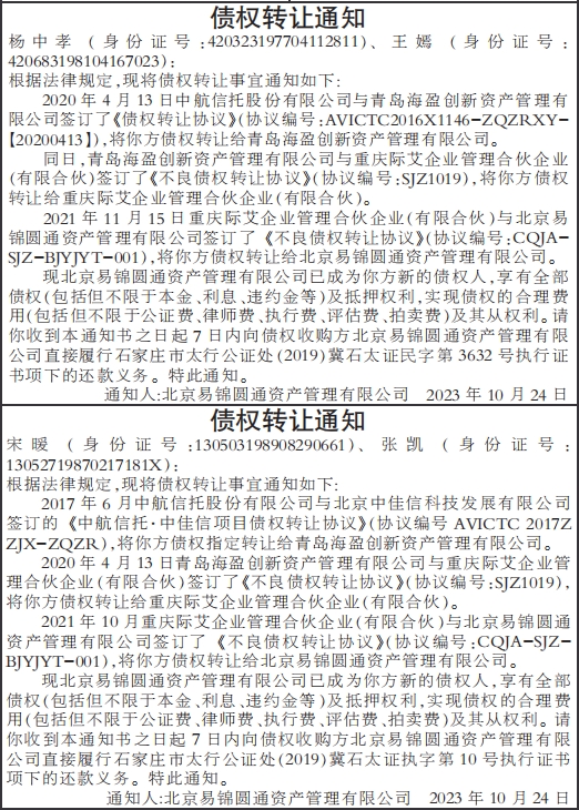 债权转让通知