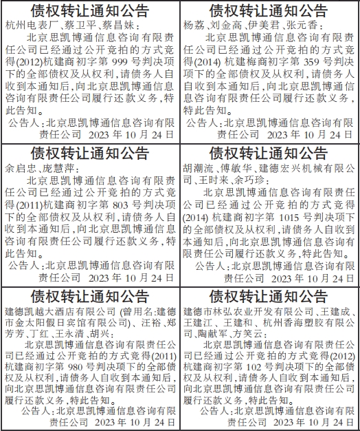 债权转让通知公告