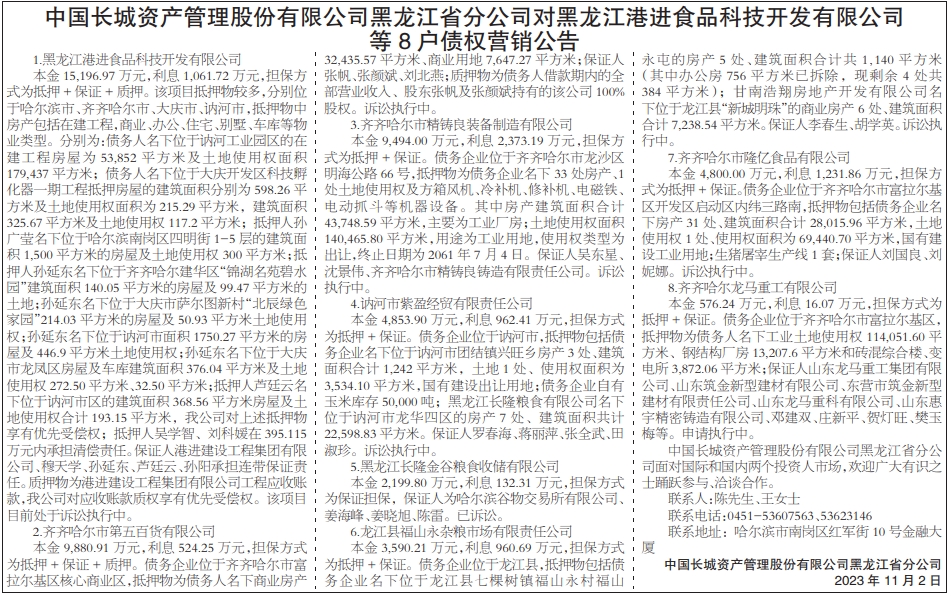 债权营销公告