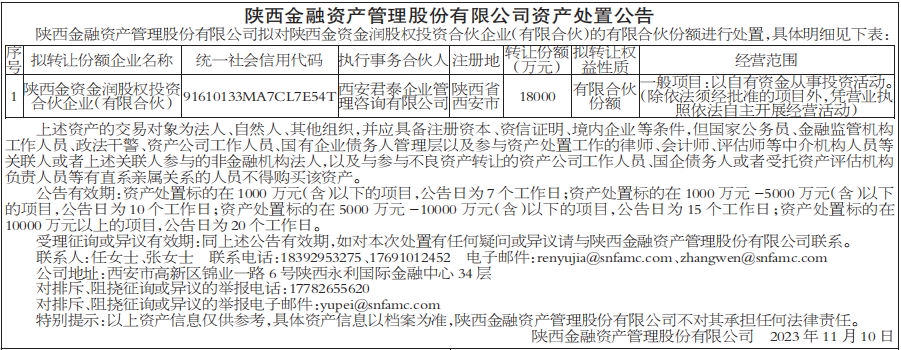 资产处置公告